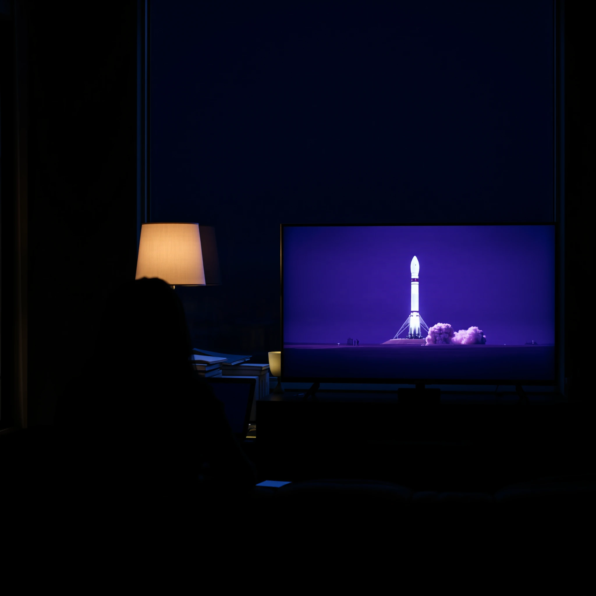 Illustrative launch-watching and mission scene